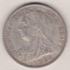 1895 Silver Halfcrown coin featuring the old head of Queen Victoria on the Obverse. The shield of royal arms completes the Reverse design.