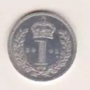 1901 Silver Maundy Penny coin featuring Queen Victoria on the obverse. A central crowned denomination above the date on the reverse.