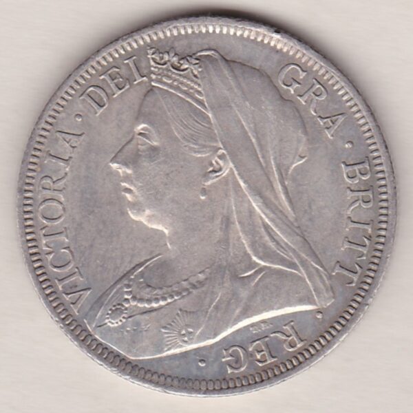 1901 Silver Halfcrown coin featuring the old head of Queen Victoria on the Obverse. The shield of royal arms completes the Reverse design.