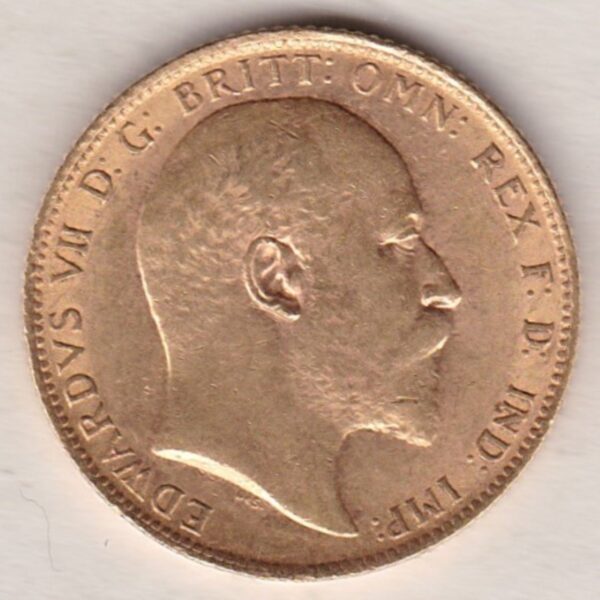 1902 Gold Sovereign Coin. The coin features King Edward VII on the Obverse. St George and the dragon on the reverse. London Mint.