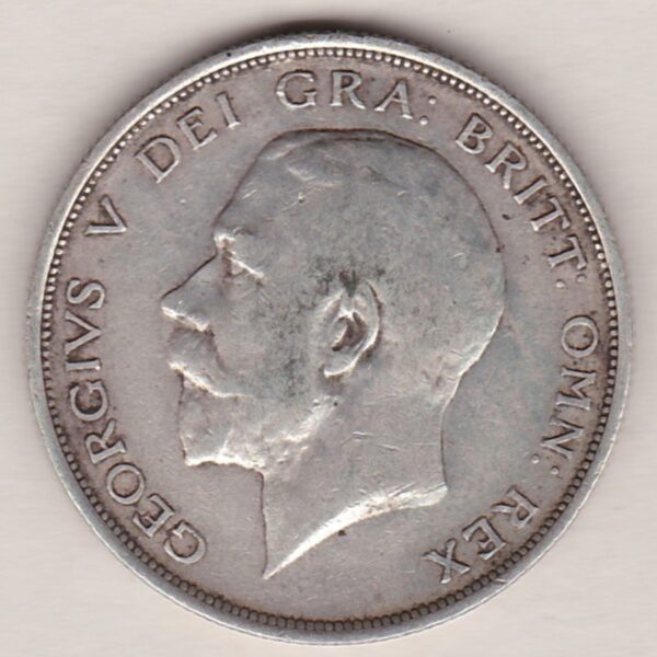 1912 Silver Halfcrown coin featuring king George V on the Obverse. The Reverse features a crowned quartered shield of arms.