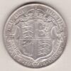 1914 Silver Halfcrown coin featuring king George V on the Obverse. The Reverse features a crowned quartered shield of arms.