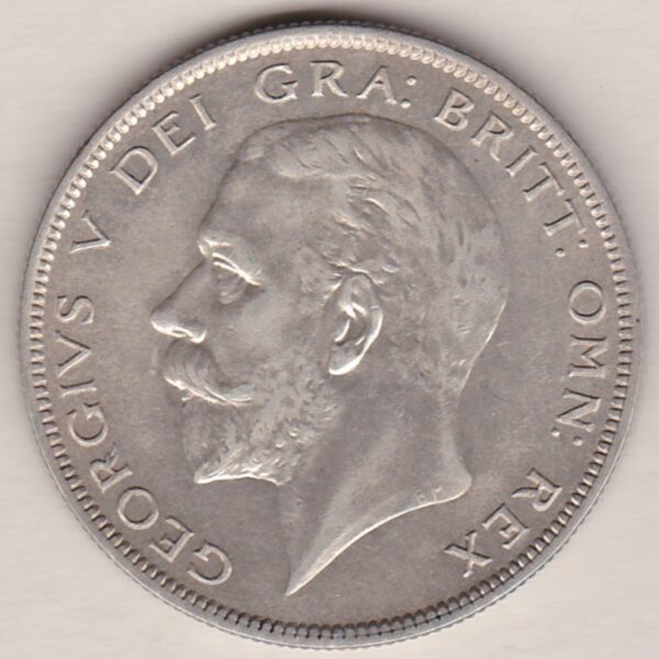 1929 Silver Halfcrown coin featuring the King George V on the Obverse. The Quartered shield of arms flanked by crowned royal cyphers complete the Reverse.