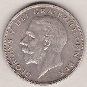 1933 Silver Halfcrown coin featuring the King George V on the Obverse. The Quartered shield of arms flanked by crowned royal cyphers complete the Reverse.