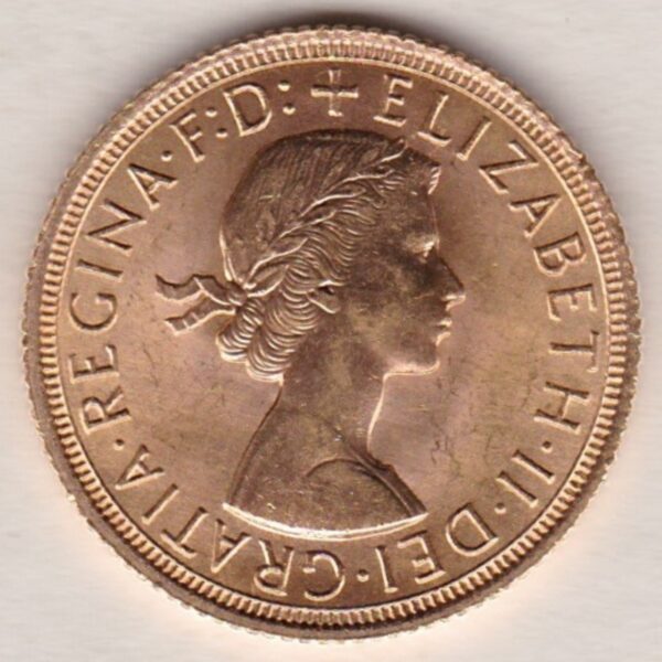 1962 Gold Sovereign Coin featuring the first portrait of Queen Elizabeth II on the Obverse. St George and the Dragon on the Reverse.