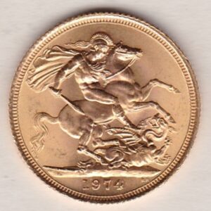 1974 Gold Sovereign Coin. This coin features the second portrait of Queen Elizabeth II on the obverse. St George and dragon on the reverse.