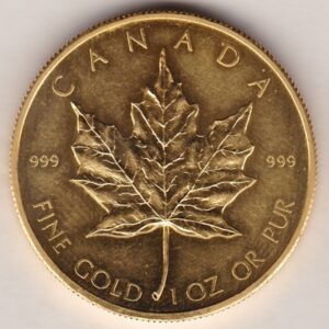 1979 Gold Canada One Ounce coin. Investment one ounce gold coin featuring Queen Elizabeth II on the Obverse. The Maple leaf on the Reverse.