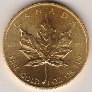 1982 Gold Canada One Ounce coin. Investment one ounce gold coin featuring Queen Elizabeth II on the Obverse. The Maple leaf on the Reverse.