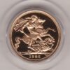 1985 gold proof sovereign coin featuring queen Elizabeth II on the Obverse & St George and the Dragon Reverse. This coin comes as issued by the royal mint.