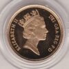 1987 gold proof half sovereign coin in capsule. This coin features Queen Elizabeth II on the obverse and St George and the dragon on the Reverse.