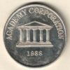 1988 Silver Trade Unit Silver One Troy Ounce Academy Corporation. This Silver round contains One Ounce of .999 fine silver.