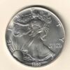 1990 Silver USA One Ounce Eagle. The liberty is on the obverse, The eagle is on the reverse. The coin contains one ounce of 999 fine silver.