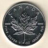 1994 Silver Canada One Ounce Maple. Elizabeth II is on the obverse, The Maple is on the reverse. The coin contains one ounce of 9999 fine silver.