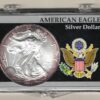 1999 Silver USA One Ounce Eagle cased . The liberty is on the obverse, The eagle is on the reverse. The coin contains one ounce of 999 fine silver.