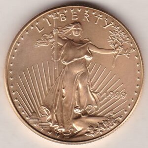 1999 Gold USA One Ounce Eagle coin. Investment one ounce gold coin featuring Liberty on the Obverse. The Eagle on the Reverse.