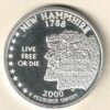 2000 USA Silver One Ounce New Hampshire. This round does feature New Hampshire 2000. The round contains one ounce of .999 fine silver.