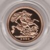 2003 gold proof half sovereign coin in capsule. This coin features Queen Elizabeth II on the obverse and St George and the dragon on the Reverse.