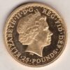 2005 Gold Proof Quarter Ounce Britannia coin features Queen Elizabeth II on the Obverse. Standing Britannia on the Reverse. Quarter ounce gold coin.