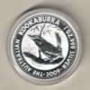 2009 Silver Australia One Ounce Kookaburra Elizabeth II is on the obverse, The Kookaburra is on the reverse. The coin contains one ounce of 999 fine silver