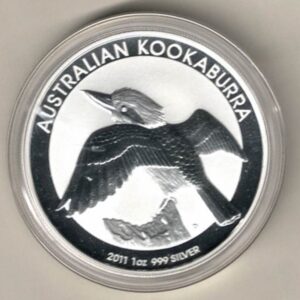 2011 Silver Australia One Ounce Kookaburra Elizabeth II is on the obverse, The Kookaburra is on the reverse. The coin contains one ounce of 999 fine silver