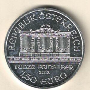 2013 Silver Austria One Ounce Philharmonic. This Coin does feature Music Instrument's The coin contains one ounce of 999 fine silver.