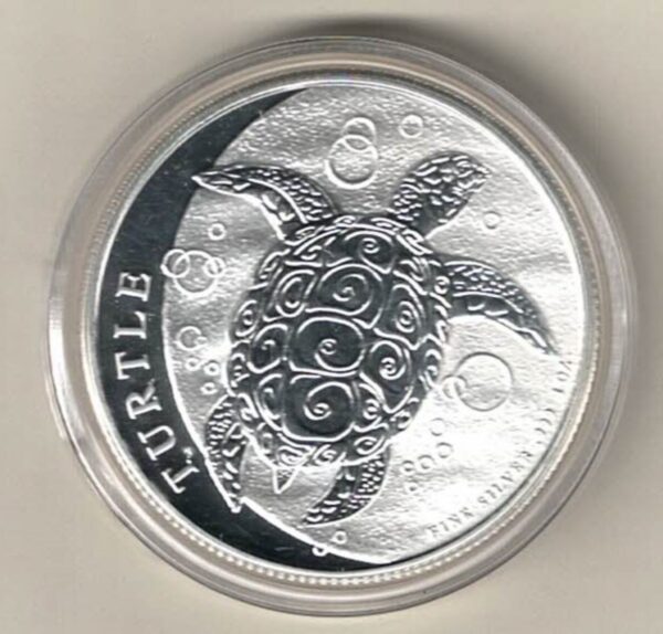 2016 Silver Niue One Ounce Turtle. Elizabeth II is on the obverse, The Turtle is on the reverse. The coin contains one ounce of 999 fine silver.