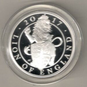 2017 Silver Proof One Ounce Lion of England. The coin contains one ounce of 999 fine silver. All of our silver coins are in stock.