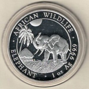 2017 Silver Somali republic One Ounce Elephant. This Coin does feature an Elephant. The coin contains one ounce of 999.9 fine silver.