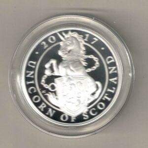 2017 Silver Proof One Ounce Unicorn of Scotland. The coin contains one ounce of 999 fine silver. All of our silver coins are in stock.