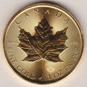 2018 Gold Canada One Ounce coin. Investment one ounce gold coin featuring Queen Elizabeth II on the Obverse. The Maple leaf on the Reverse.