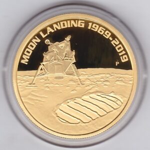 2019 Proof Gold Australia One Ounce coin. This coin was issued to celebrate the 50th anniversary of the moon landing 1969 to 2019.