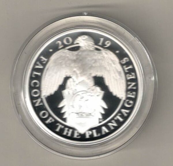 2019 Silver Proof One Ounce Falcon Of Plantagenets. The coin contains one ounce of 999 fine silver. All of our silver coins are in stock.