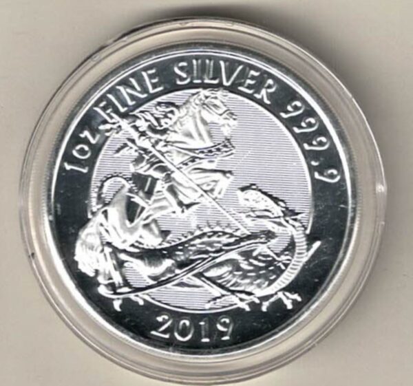 2019 Silver Valiant One Ounce Coin. The coin contains one ounce of 999 fine silver. All of our silver coins are in stock.