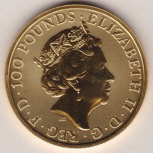 2019 Gold One Ounce Royal Arms Coin 24 carat gold coin. The coin features Queen Elizabeth II on the Obverse and the royal arms on the Reverse.