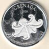 2020 Silver Grenada One Ounce Octopus. Elizabeth II is on the obverse, The Reef Octopus is on the reverse. The coin contains one ounce of 999 fine silver.