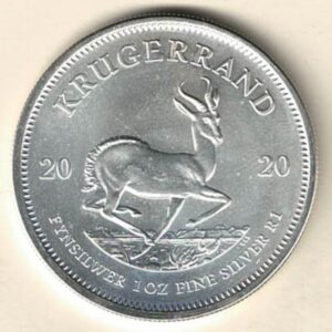 2020 Silver South Africa One Ounce Krugerrand. Paul Kruger is on the obverse. The coin contains one ounce of 999 fine silver