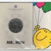 2021 Five Pounds Mr Happy cupro nickel coin featuring Queen Elizabeth II on the Obverse and Mr Happy on the Reverse side of this coin.