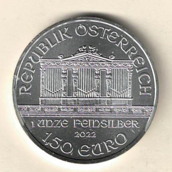 2022 Silver Austria One Ounce Philharmonic. This Coin does feature Music Instrument's The coin contains one ounce of 999 fine silver.