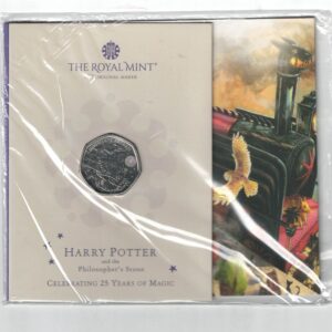 2022 Cupro-nickel Fifty Pence coin featuring Elizabeth II on the Obverse and Harry Potter The Hogwarts Express on the Reverse.