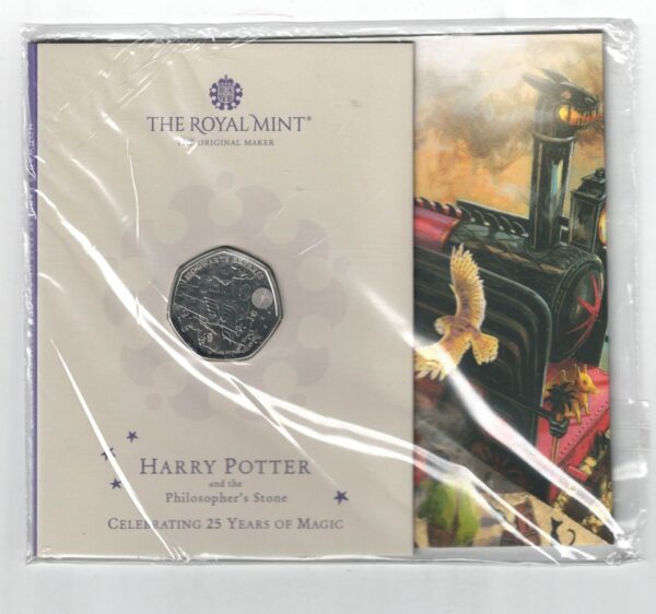 2022 Cupro-nickel Fifty Pence coin featuring Elizabeth II on the Obverse and Harry Potter The Hogwarts Express on the Reverse.