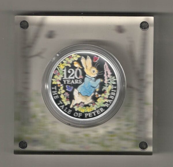 2022 Silver Proof One Ounce Tale of Peter Rabbit This coin contains one ounce of 999 fine silver. All of our silver coins are in stock.