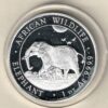 2022 Silver Somali republic One Ounce Elephant. This Coin does feature Elephants. The coin contains one ounce of 999.9 fine silver.