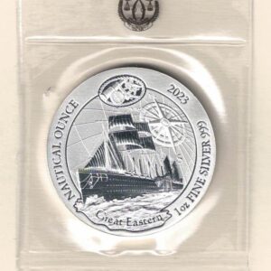 2023 Silver Rwanda One Ounce the Great Eastern. This coin does feature the great eastern. The coin contains one ounce of 999 fine silver.