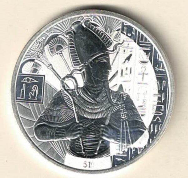 2023 Silver Sierra Leone One Ounce Osiris. This Coin does feature the Egyptian God Osiris.. The coin contains one ounce of 999 fine silver.