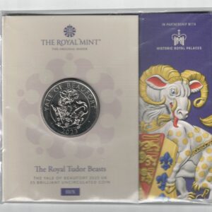 2023 Royal Mint Cupro-nickel coin featuring Elizabeth II on the Obverse and The Yale of Beaufort on the Reverse side of the coin.