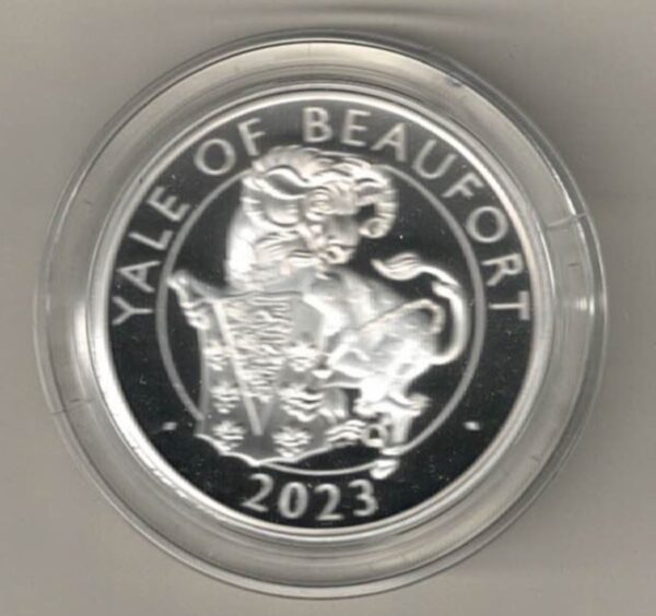 2023 Silver Proof One Ounce Yale of Beaufort. The coin contains one ounce of 999 fine silver. All of our silver coins are in stock.