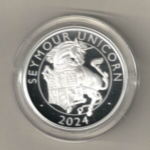 2024 Silver Proof One Ounce Seymour Unicorn. The coin contains one ounce of 999 fine silver. All of our silver coins are in stock.