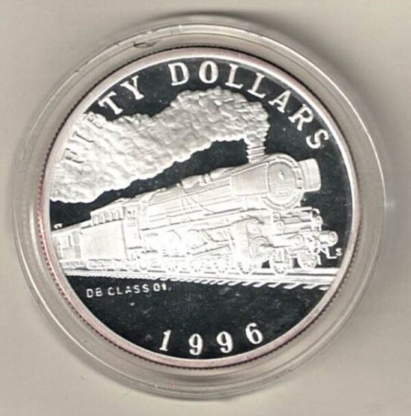 1996 Silver Marshall Islands One Ounce DB Class 01 Train. This coin does feature a train. This coin contains one ounce of 999 fine silver.