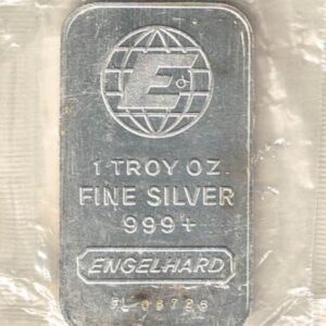 One Ounce Silver Bar Engelhard. All of our silver bars have been pre-owned and are in stock. This bar contains one ounce of 999 fine Silver.