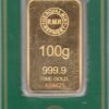 One Hundred Gram Gold Bar from the Royal Mint. This bar contains 100 grams of 999.9 fine gold and comes presented in a plastic credit card sized packet.